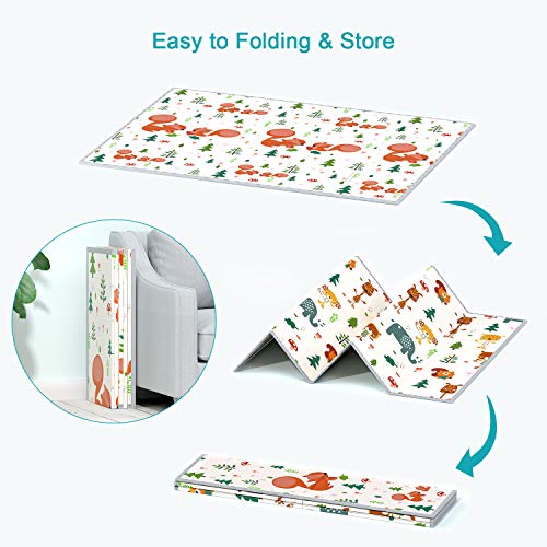 Double Sided Large Folding Portable Baby Crawling Mat, Waterproof Non Toxic