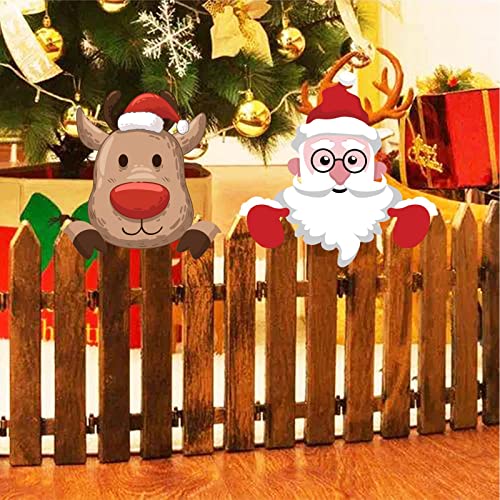 2 Pieces Christmas Fence Peeker Decoration