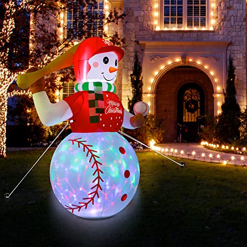 5FT Christmas Inflatables Outdoor Decorations, Inflatable Snowman Blow Up Yard Decorations with Rotating LED