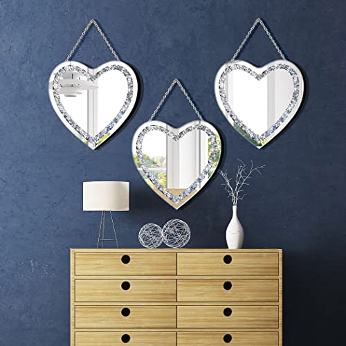 Crystal Crush Diamond Heart Shaped Silver Mirror