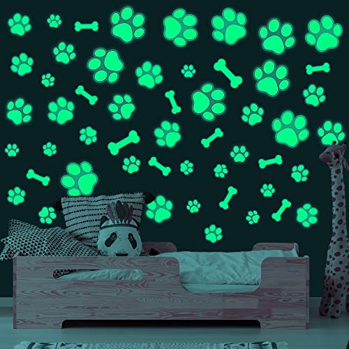 Dog Paw Print Stickers Glow in The Dark Wall Decoration