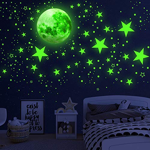 1108 Pcs Glow in The Dark Stars & Moon Wall Decal