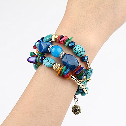 Boho Multilayer Irregular Agate Beads Charm Bracelets for Women