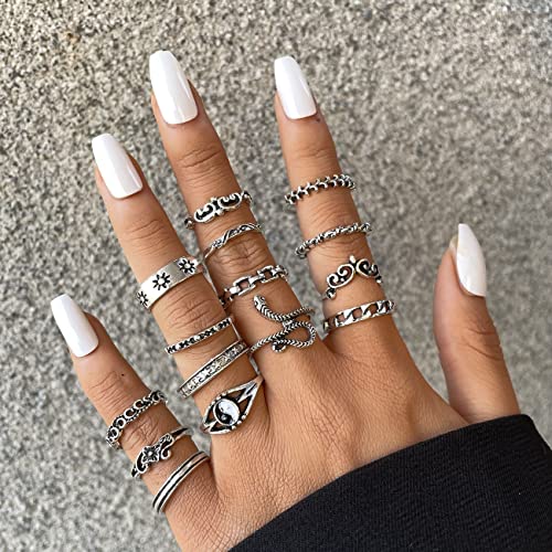 Vintage Silver Knuckle Rings Set for Women