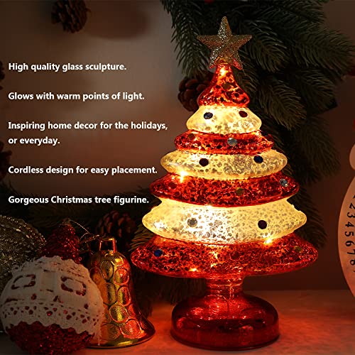 3 pcs Sparkling Mini Colorful Glass Christmas Tree w/ LED Lights & Timer