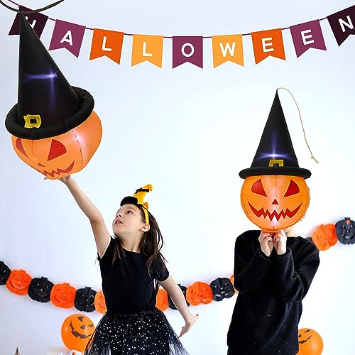 Halloween Inflatable Skull Face Spider Scary Creepy, Blow Up Spider with Built-in LED