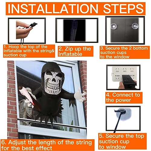 Halloween Inflatables Decoration White Ghost Coming Out of The Window/Tree, Blow Up Spooky Ghost