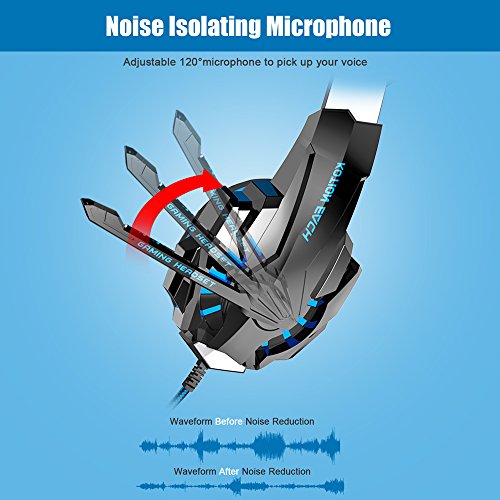 Gaming Headset Professional 3.5mm PC LED Light Game Bass Headphones Stereo Noise Isolation