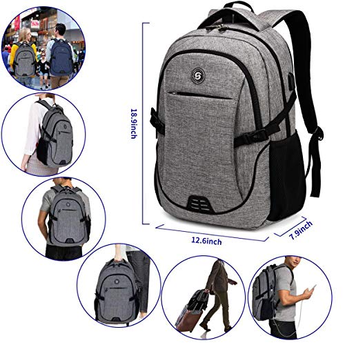 Anti Theft Laptop/Travel Backpacks Bookbag w/ USB Charging Port Fits 15.6 Inch Laptop