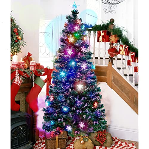 Pre-Lit Optical Fiber Christmas Artificial Tree w/ LED RGB Color Changing Lights