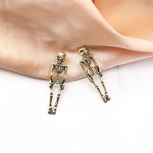 Gothic Skeleton Unique Earrings Punk Human Skull Funny Earrings Ghost Groom Bride Halloween Earrings