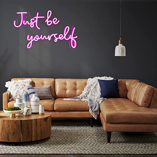 Just Be Yourself Neon Signs for Wall Decor, Powered by USB- Light Pink