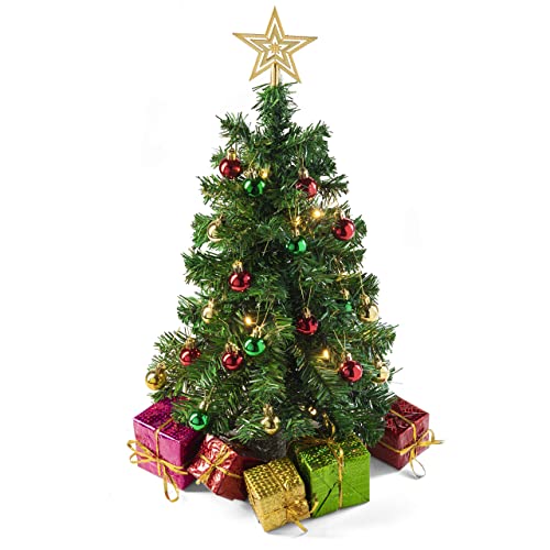 23” Mini Christmas Tree w/ Lights Ornaments & Presents