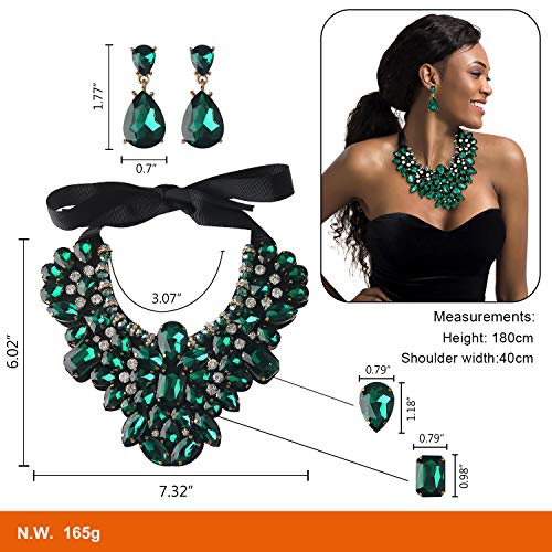 Handmade Rhinestone Crystal Statement Necklace Earrings Set