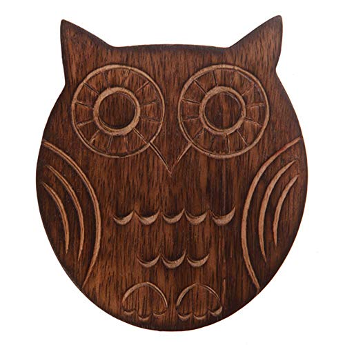 Class Wooden Crafted Coaster Set of 6 w/ Coasters Holder (Owl Shape)