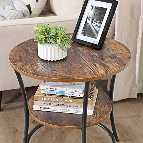 Round End Table with 2 Shelves