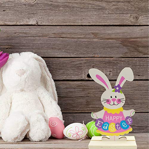 3PCS Easter Wooden Bunny Centerpiece Table Sign Decoration