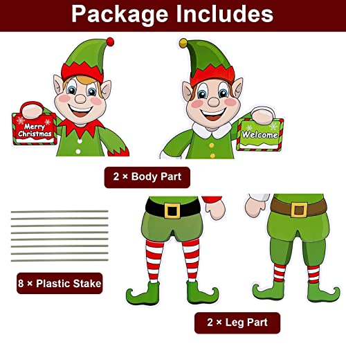 [ Extra Large ] 2 Pack Elf Christmas Yard Signs with Stakes