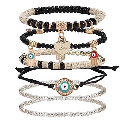 6 Set Bohemian Stretch Bracelets for Women