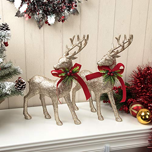 2 Pcs Glitter Reindeer Christmas Decoration