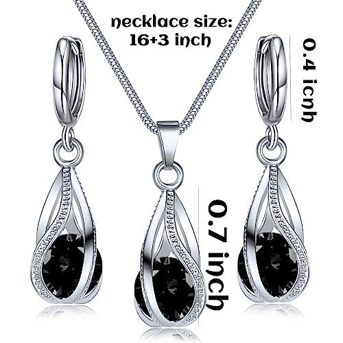 Silver Jewelry Sets for women  Crystal Bridal Accessories Necklace Earrings