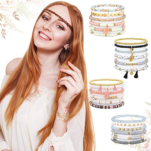 4 Set Bohemian Bead Bracelets for Women