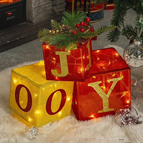 Set of 3 Christmas Lighted Gift Boxes Decoration