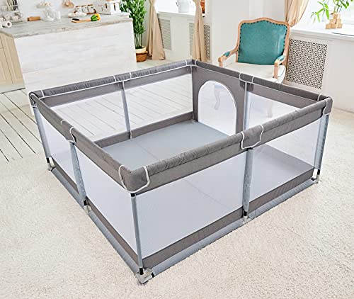 Large Baby Playpen for Toddler, (Gray,50”×50”)