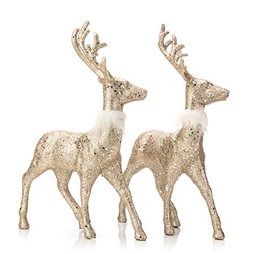 2 Pcs Glitter Reindeer Christmas Decoration