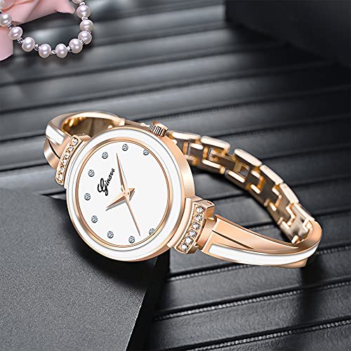 Elegant Rose Gold/Silver Watch & 3 Bracelets Set for Women