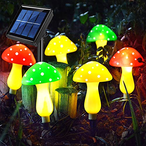 Set of 6 Solar Mushroom Lights Garden Outdoor Decoration