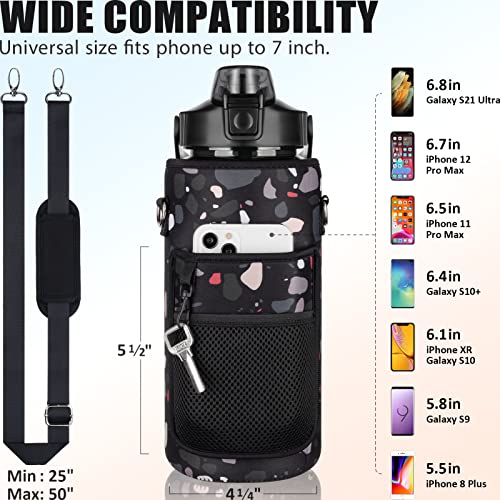 Half Gallon Motivational Water Bottle w/ Sleeve & Strap 64 OZ