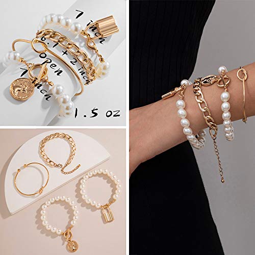 (24 PCS) Boho 14k Gold Plated Chain Bracelets Set for Women