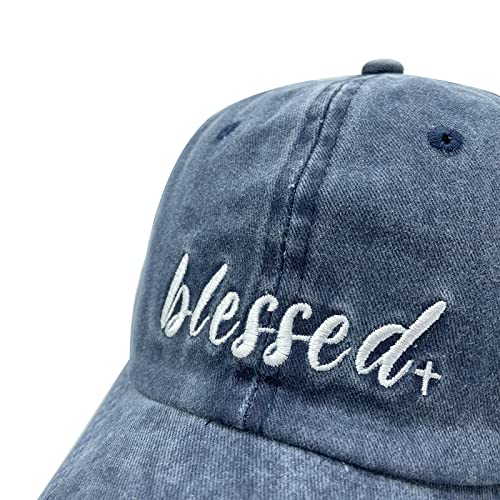 Embroidered Blessed Washed Cotton Baseball Cap for Men/Women