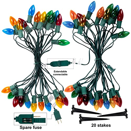 30.75ft 24 Christmas Pathway Marker String Lights w/ Stakes