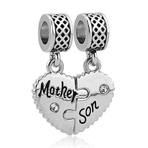 Mother- Daughter - Son Love Heart Charm Beads For Snake Chain Bracelet