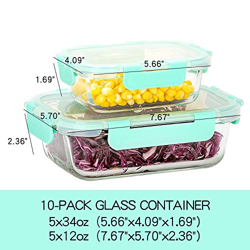 [10-Pack] Glass Food Storage Containers