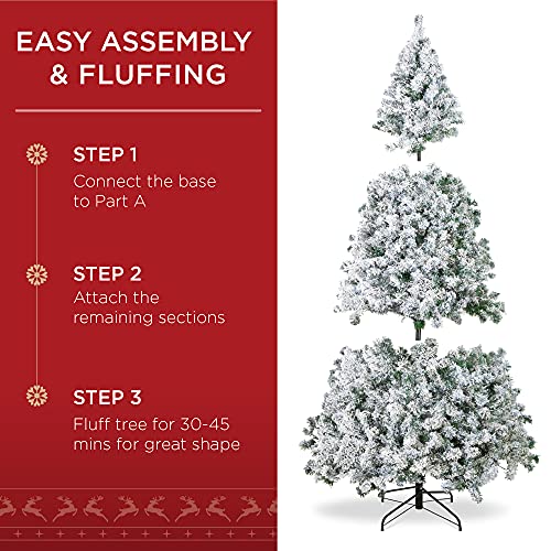 s 4.5ft Pre-Lit Christmas Tree Artificial Snow Flocked Pine Tree for Home, Office, Party Decoration