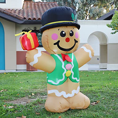 5 FT Christmas Inflatables Gingerbread w/ LED Lights