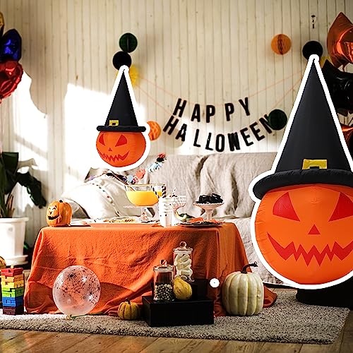 Halloween Inflatable Skull Face Spider Scary Creepy, Blow Up Spider with Built-in LED