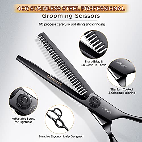 4CR Stainless Steel Safety Round Tip 6 in 1 Professional Dog Grooming Scissors Kit