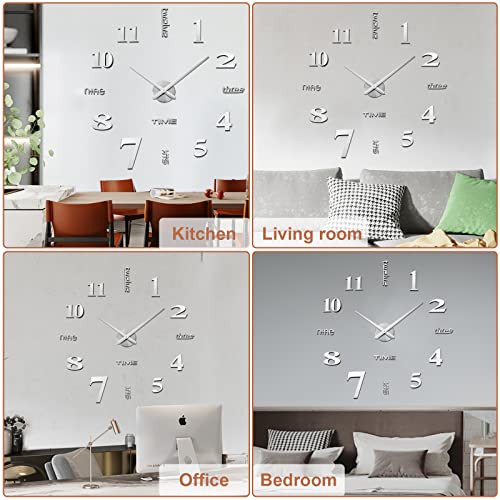 3D DIY Wall Clock Decor Sticker Mirror Frameless