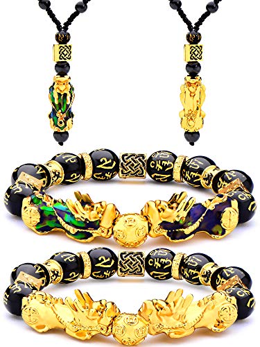 4 Piece Feng Shui Pi Xiu Pi Yao Bracelet Necklace Set