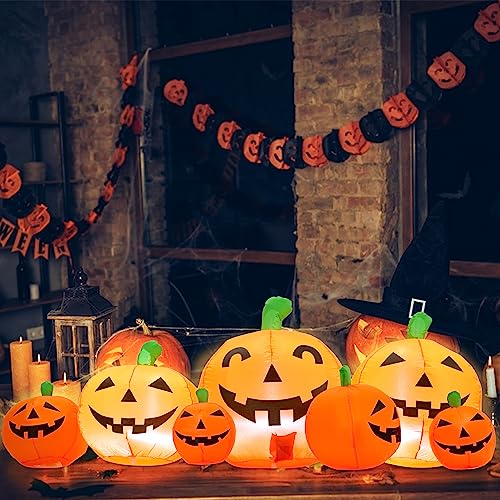 Halloween Inflatable Skull Face Spider Scary Creepy, Blow Up Spider with Built-in LED