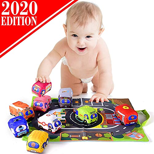 Soft Car Toy Set w/ Play Mat for Baby & Toddlers Toys