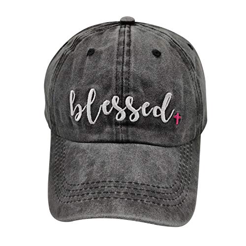 Embroidered Blessed Washed Cotton Baseball Cap for Men/Women