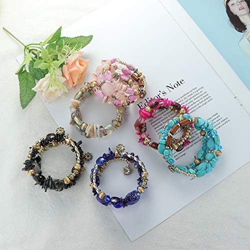 6Sets Bohemian Bead Bracelets for Women Multilayer