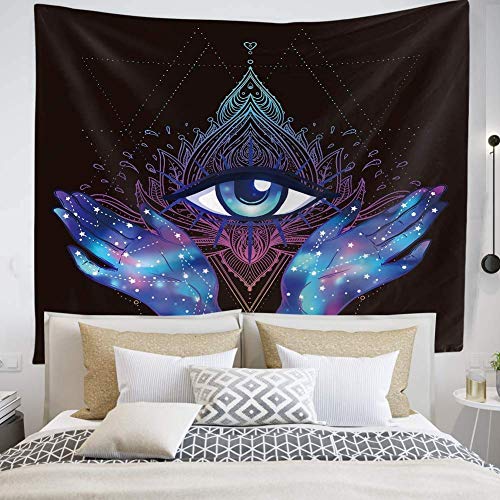 Psychedelic Trippy Hamsa Hand Tapestry & Hand of Fatima Grunge w/ Evil Eye Mystic Eastern Religious Art For Home Décoration