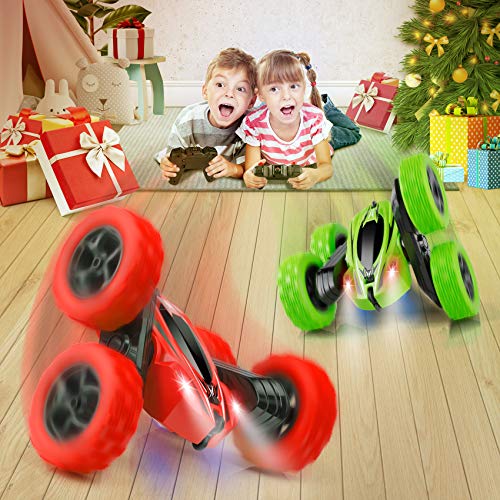 RC Cars 2.4GHz Fast Stunt RC Car, 4WD Double Sided 360° Rotating w/ Headlights