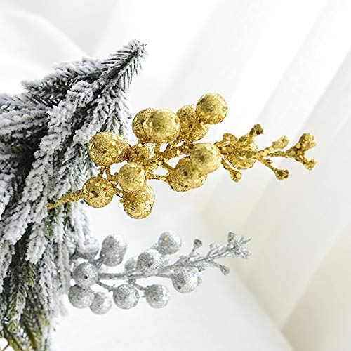 14 Pack Christmas Glitter Berries Stems- 7.8Inch